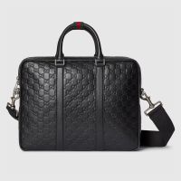 Gucci GG Emblem Large Briefcase 850222 In GG Embossed Leather Black