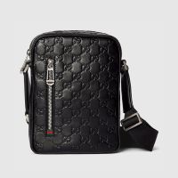 Gucci GG Emblem Small Crossbody Bag 850238 In GG Embossed Leather Black