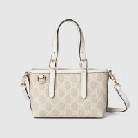Gucci GG Emblem Mini Bag 855491 In GG Monogram Fabric Beige/White