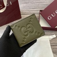 Gucci GG Jumbo Coin Wallet In Jumbo GG Embossed Leather 739479 Olive