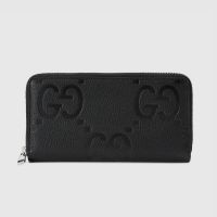 Gucci Large Zip Around Wallet In Jumbo GG Leather Black