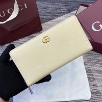 Gucci GG Marmont Zip Around Wallet 456117 In Textured Leather Lemon/Purple