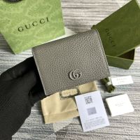 Gucci GG Marmont Small Wallet In Textured Leather 456126 Grey
