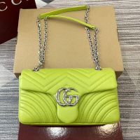 Gucci GG Marmont Medium Shoulder Bag 837267 In Matelasse Leather Lemon