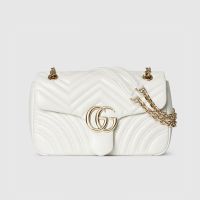 Gucci GG Marmont Medium Shoulder Bag 837267 In Matelasse Leather White