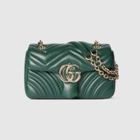 Gucci GG Marmont Small Shoulder Bag 837280 In Matelasse Leather Green