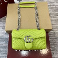 Gucci GG Marmont Small Shoulder Bag 837280 In Matelasse Leather Lemon