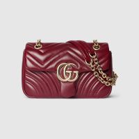 Gucci GG Marmont Small Shoulder Bag 837280 In Matelasse Leather Red