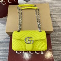 Gucci GG Marmont Small Shoulder Bag 837280 In Matelasse Leather Yellow