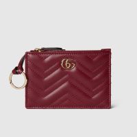 Gucci GG Marmont Zip Key Pouch In Matelasse Leather 837747 Red