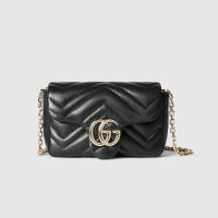 Gucci GG Marmont Mini Shoulder Bag 841290 In Matelasse Leather Black