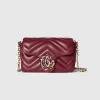 Gucci GG Marmont Mini Shoulder Bag 841290 In Matelasse Leather Red