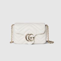 Gucci GG Marmont Mini Shoulder Bag 841290 In Matelasse Leather White