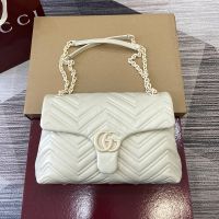 Gucci GG Marmont Medium Shoulder Bag 850676 In Matelasse Leather White