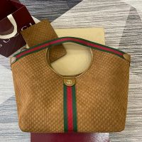 Gucci Giglio Large Tote 853971 In GG Embossed Suede Brown