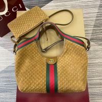 Gucci Giglio Small Tote 860845 In GG Embossed Suede Brown