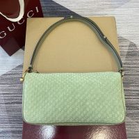 Gucci Half Horsebit Medium Shoulder Bag 860787 In GG Embossed Suede Green