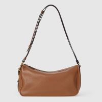 Gucci Half Horsebit Medium Shoulder Bag 860787 In Grainy Leather Brown