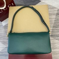 Gucci Half Horsebit Medium Shoulder Bag 860787 In Grainy Leather Green