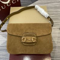 Gucci Horsebit 1955 Aura Medium Shoulder Bag 836890 In Suede Brown