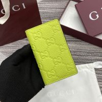 Gucci Imprint Long Card Case In GG Embossed Grainy Leather 835011 Green