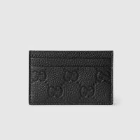 Gucci Imprint Card Case In GG Embossed Grainy Leather 835151 Black