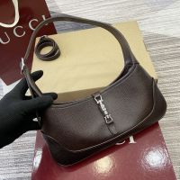 Gucci Jackie Slim Small Shoulder Bag 863137 In Glossy Leather Coffee