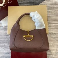 Gucci Softbit Medium Top Handle Bag 837467 In Grainy Leather Dark Brown