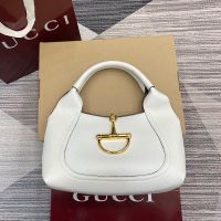 Gucci Softbit Medium Top Handle Bag 837467 In Grainy Leather White