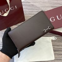 Gucci Zip Around Wallet with Horsebit Detail 846954 In Smooth Leather Coffee
