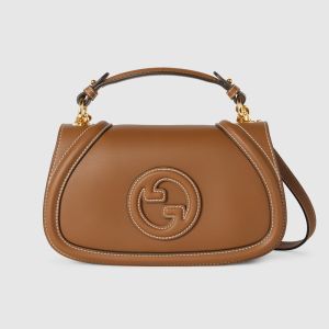 Gucci Small Blondie Top Handle Bag In Smooth Leather 815714 Brown