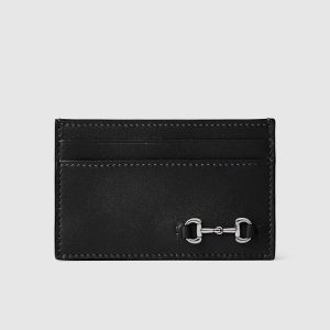 Gucci Card Case with Horsebit Detail 846952 In Smooth Leather Black