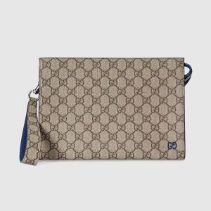 Gucci GG Small Pouch 768255 In GG Supreme Canvas Beige/Blue