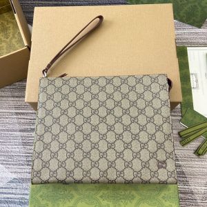 Gucci GG Small Pouch 768255 In GG Supreme Canvas Beige/Burgundy