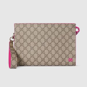 Gucci GG Small Pouch 768255 In GG Supreme Canvas Beige/Rose