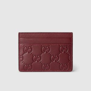 Gucci GG Emblem Card Case In GG Embossed Leather 847204 Red