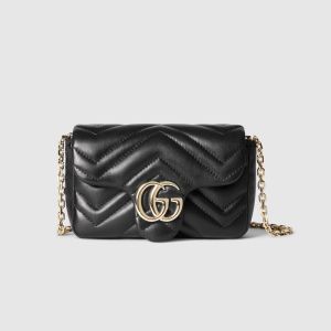 Gucci GG Marmont Mini Shoulder Bag 841290 In Matelasse Leather Black