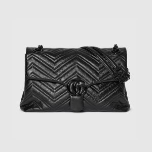 Gucci GG Marmont Medium Shoulder Bag 850676 In Matelasse Leather Black