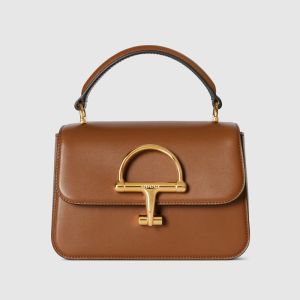 Gucci Siena Small Top Handle Bag 855536 In Smooth Leather Brown