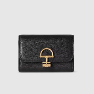 Gucci Softbit Card Case 828148 In Grainy Leather Black