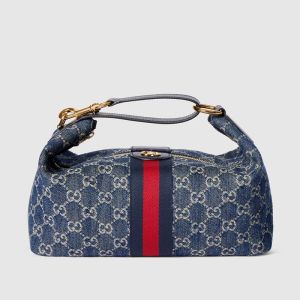 Gucci Vanity Medium Top Handle Bag 857799 In GG Supreme Denim Blue